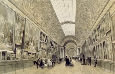 Blick auf die Große Galerie im Louvre, ca. 1850-70 von Louis Jules Arnout